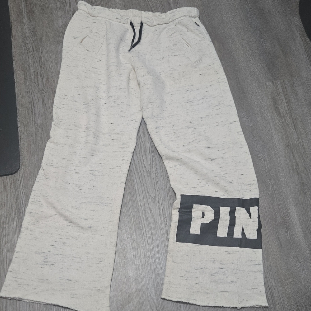 PINK Victoria's Secret Wide Legged Joggers. Cream Colored